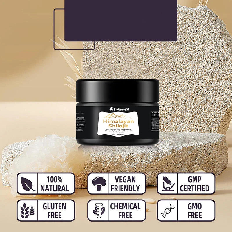 Résine d'or de Shilajit de l'Himalaya 30 g – Extrait de racine d'Ashwagandha