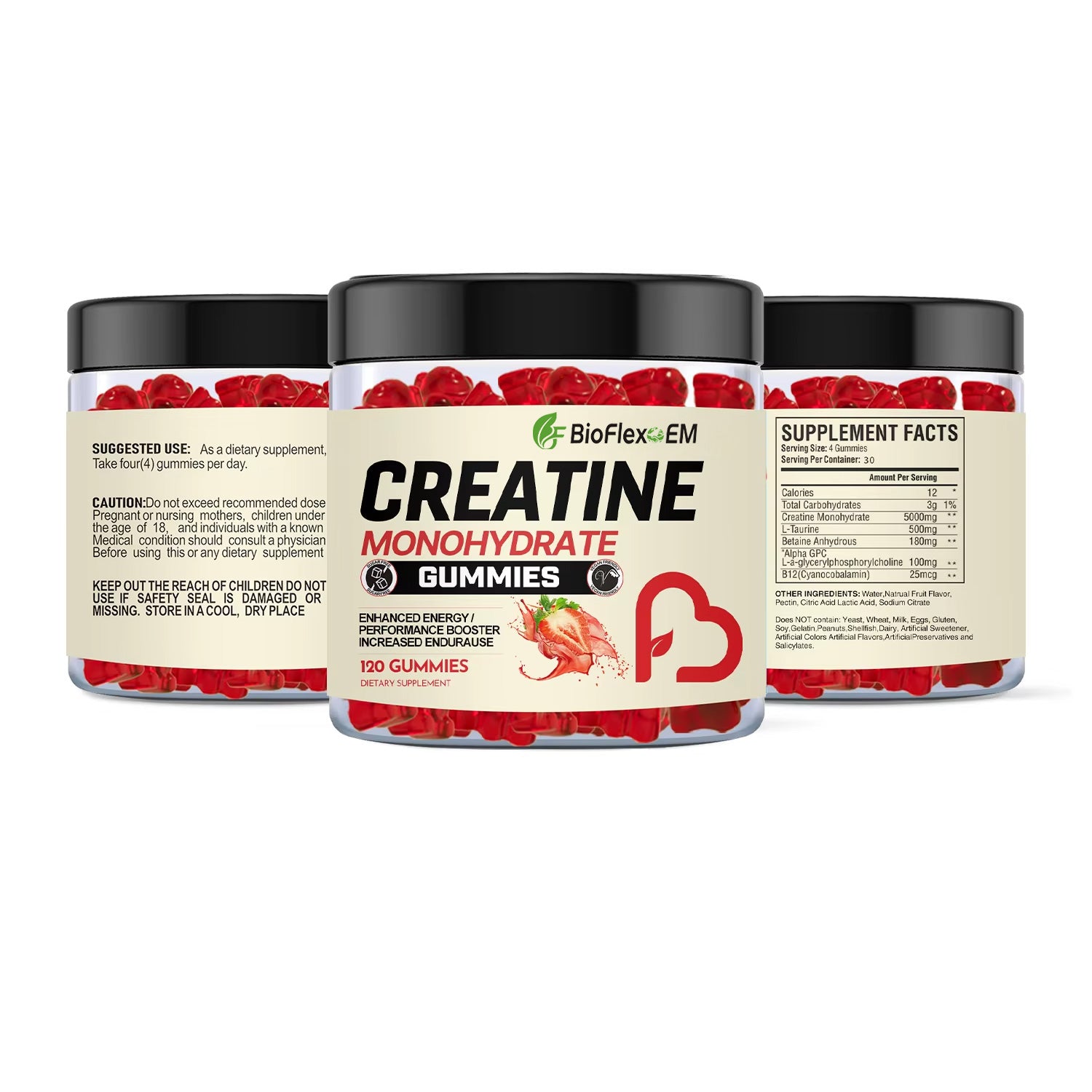 批发 OEM 贴牌风味肌酸一水合物软糖补充剂 肌肉生长训练前肌酸 3000mg 软糖