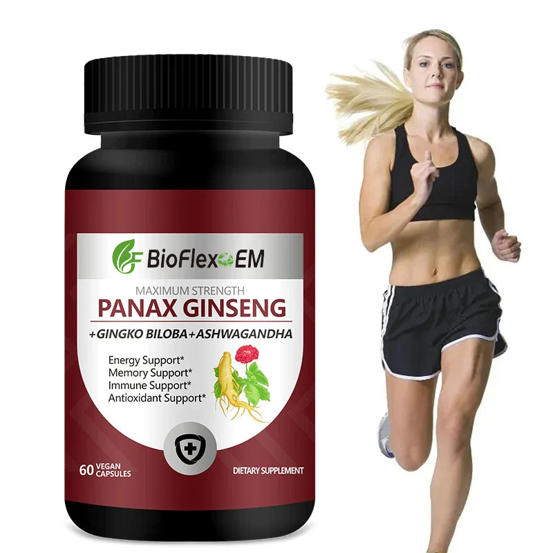 Gélules de ginseng, ginkgo et ashwagandha biologiques 7500 mg, en gros (OEM)