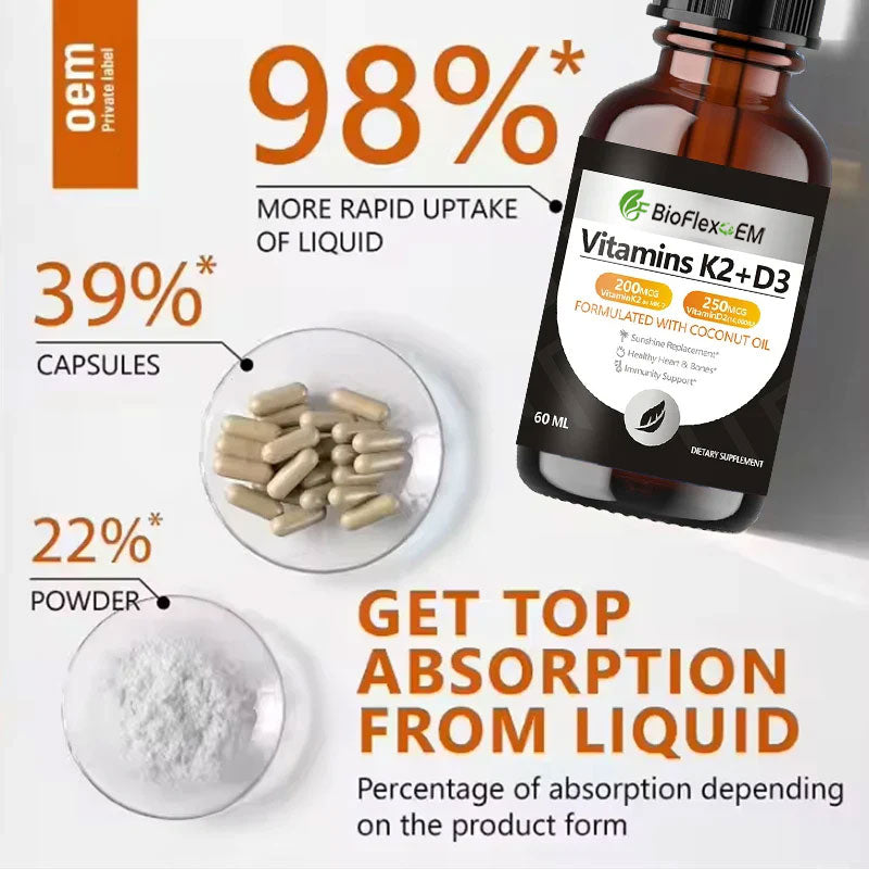 Vitamine D3 K2 en gouttes, marque privée OEM, 60 ml