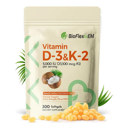Custom Extra Strength D3 5000 IU + K2 MK-7 100mcg Softgels