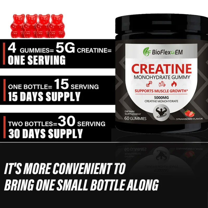 Sugar-Free Vegan Creatine Gummies 5g – Pre-Workout Muscle Growth
