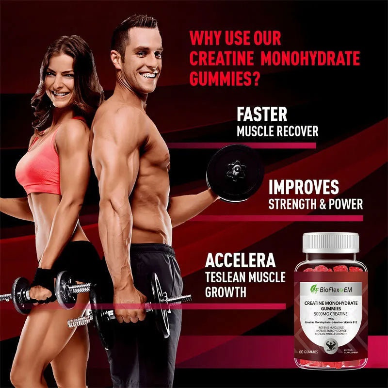Halal Pre-Workout Creatine Gummies 5000mg – Energy for Men & Women