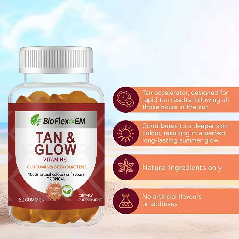 批发定制Logo自晒黑天然日常β-胡萝卜素美黑软糖，小熊造型，60粒装，女士美黑软糖，打造亮泽肌肤