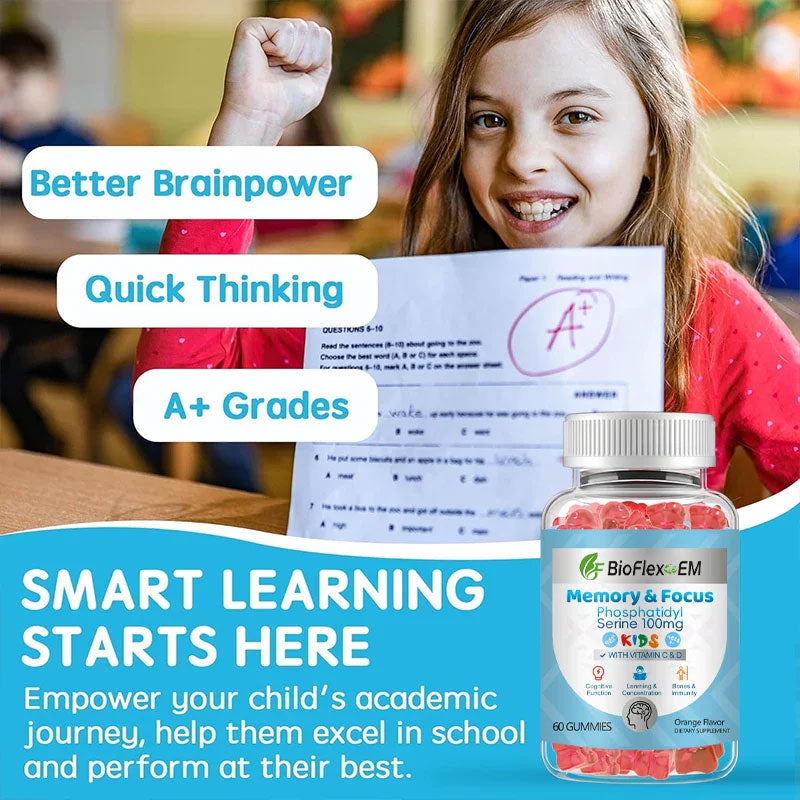 Phosphatidylserine 100mg Gummies – Kids Brain Focus & Memory Support