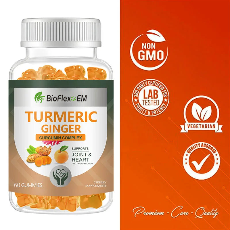 OEM Organic Vegan Turmeric Curcumin & Ginger Gummies with Black Pepper