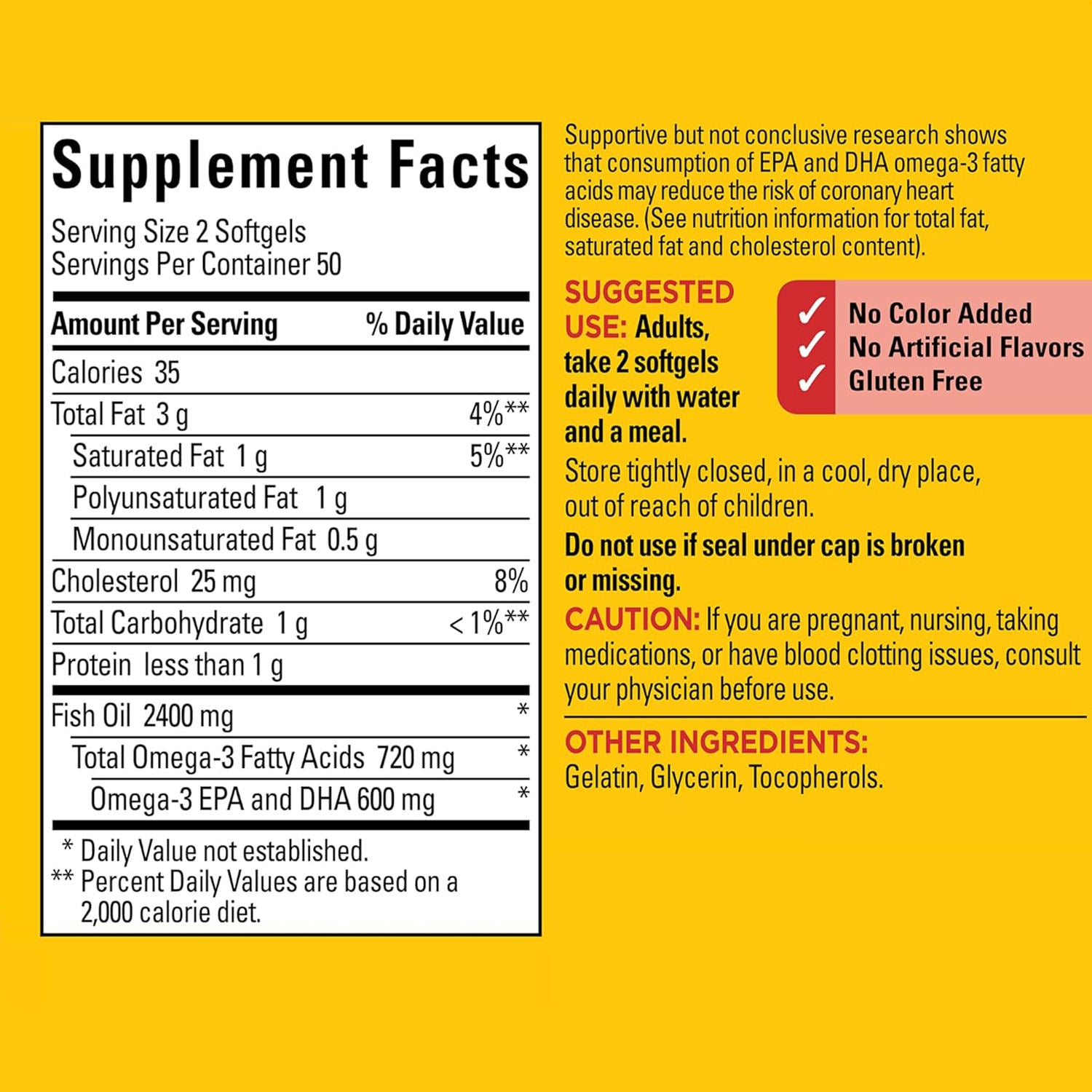 Private Label Omega-3 Fish Oil Softgel Capsules 1200mg for Heart Health