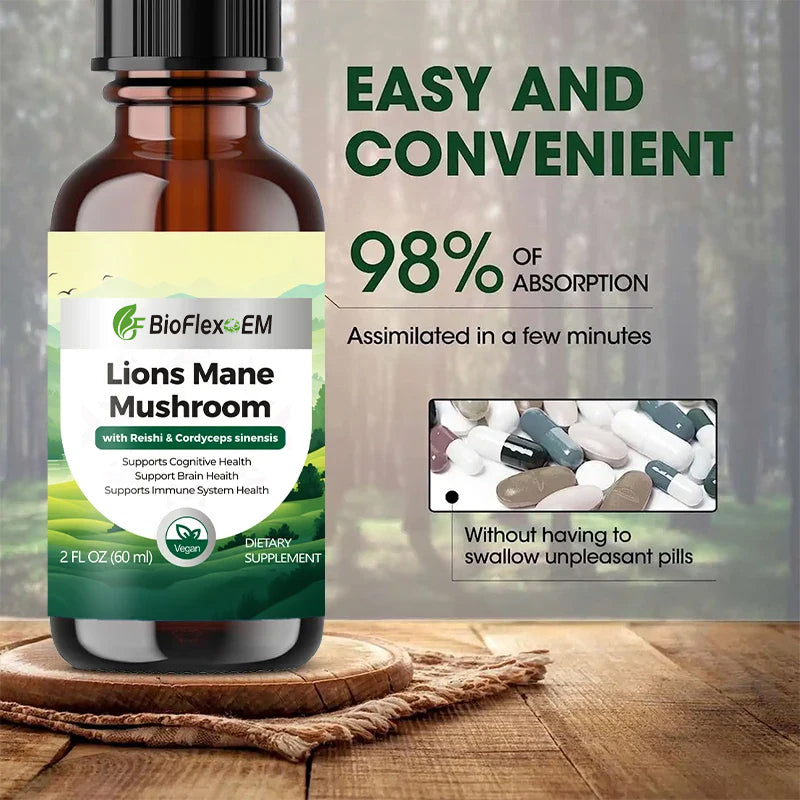 Organic Lion’s Mane & Reishi Mushroom Liquid Drops – Nootropic Brain Booster