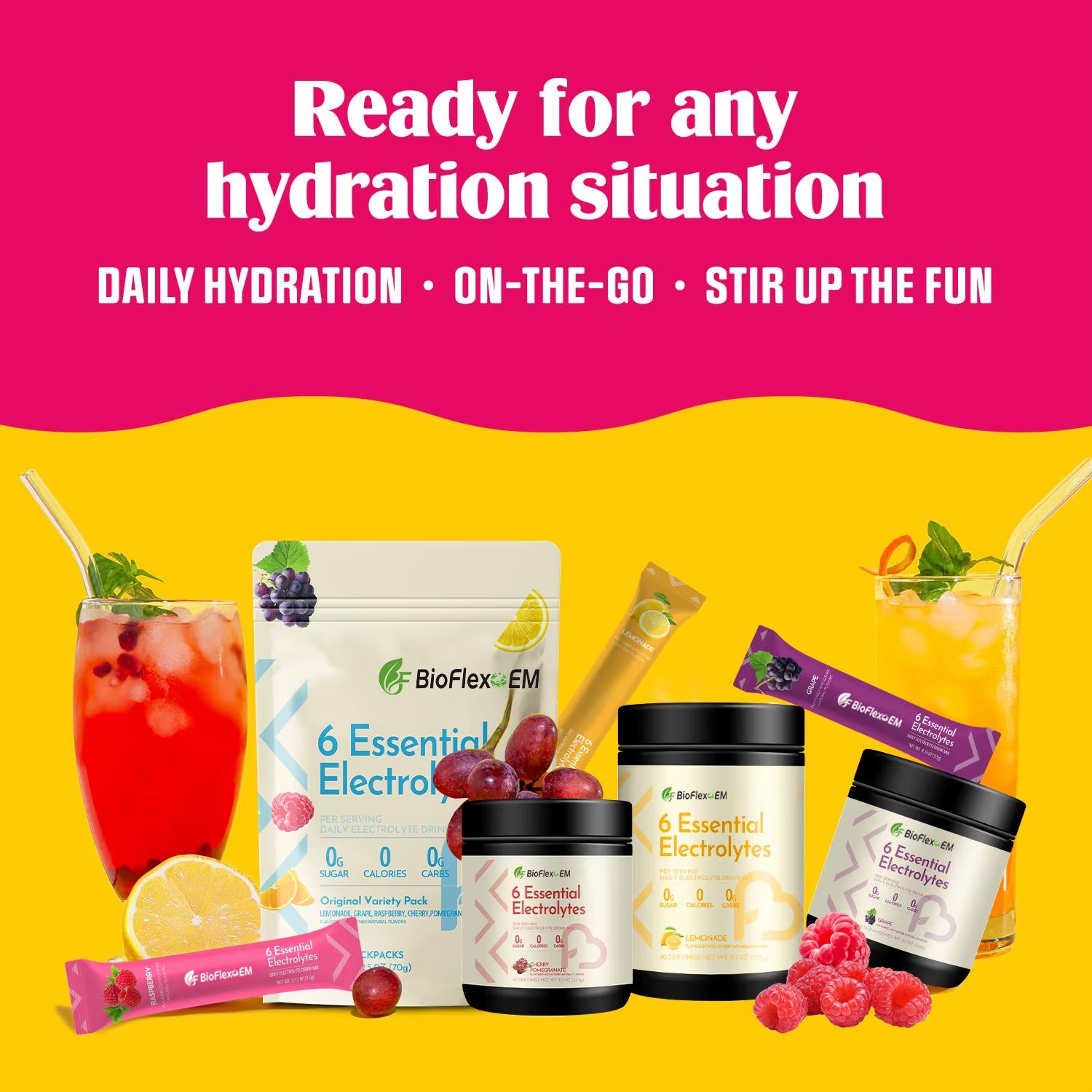 BioFlexOEM Sports Nutrition Supplement Manufacturer – 20 Electrolyte Hydration Sticks, OEM & Private Label