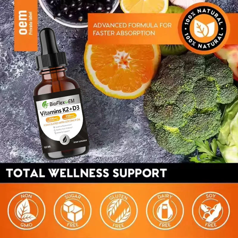 OEM Private Label Vitamin D3 K2 Liquid Drops 60ml