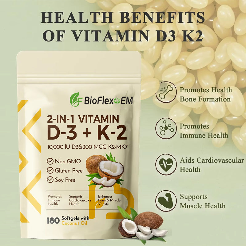 OEM Private Label D3 10000 IU + K2 MK-7 200mcg Softgels