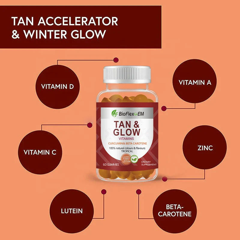 批发定制Logo自晒黑天然日常β-胡萝卜素美黑软糖，小熊造型，60粒装，女士美黑软糖，打造亮泽肌肤