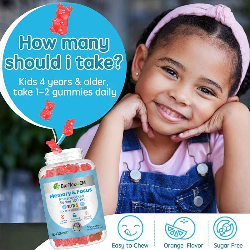 OEM Private Label Sugar-Free Kids Vitamin C & D3 Brain Support Gummies