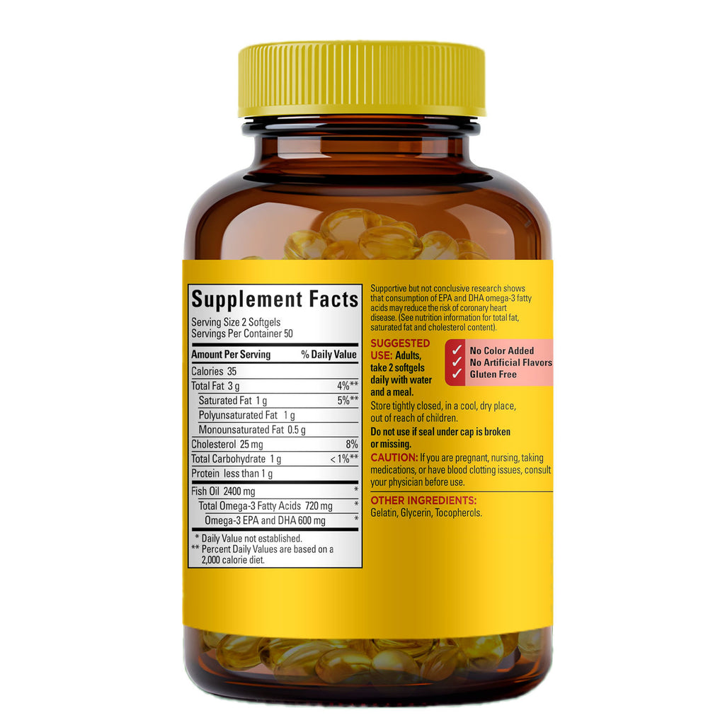 Private Label Omega-3 Fish Oil Softgel Capsules 1200mg for Heart Health