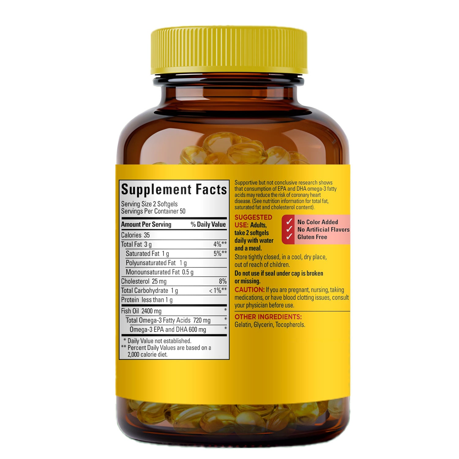 Private Label Omega-3 Fish Oil Softgel Capsules 1200mg for Heart Health