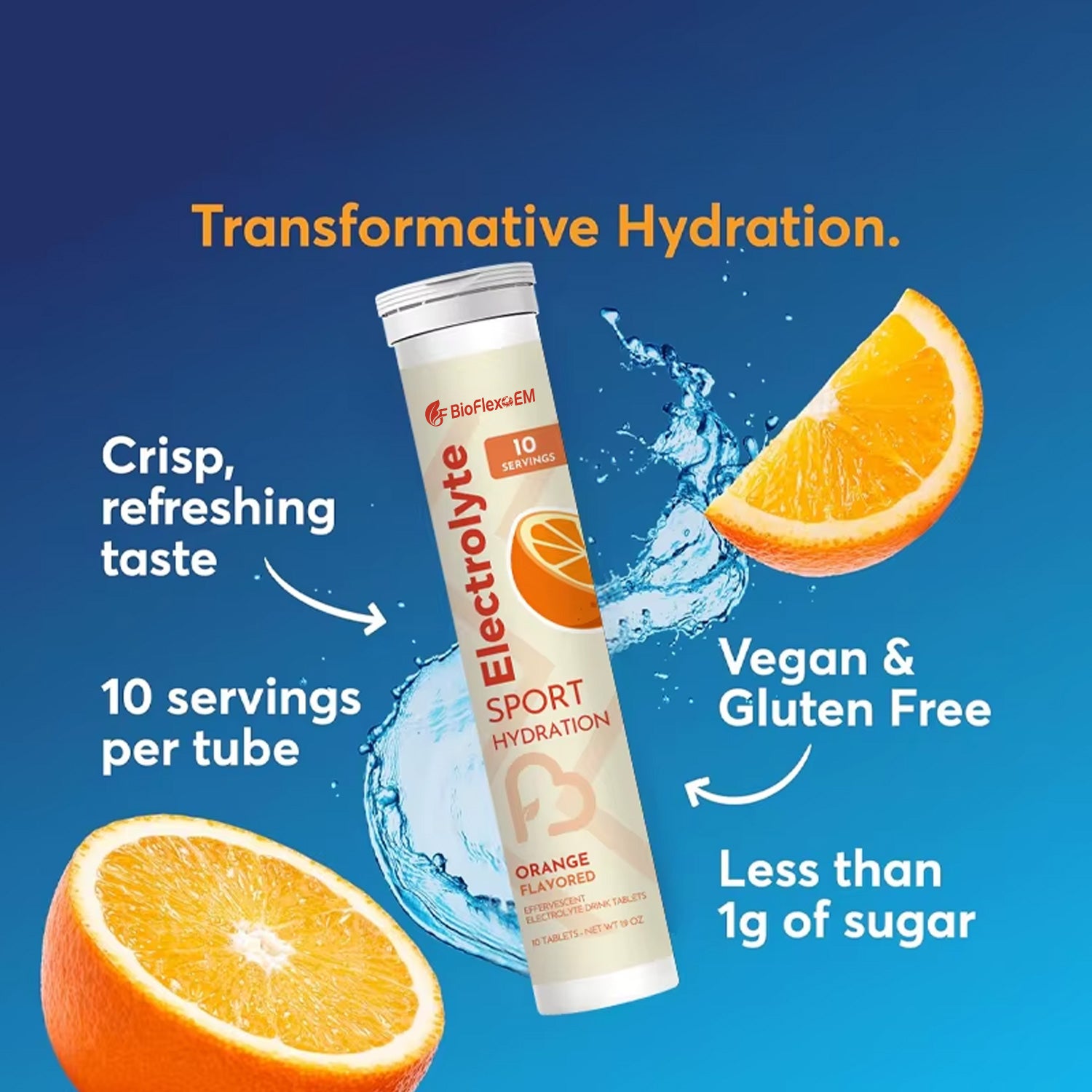BioFlexOEM Manufacturer of Sports Nutrition Supplements – OEM Private Label Sugar-Free Orange Electrolyte Tablets
