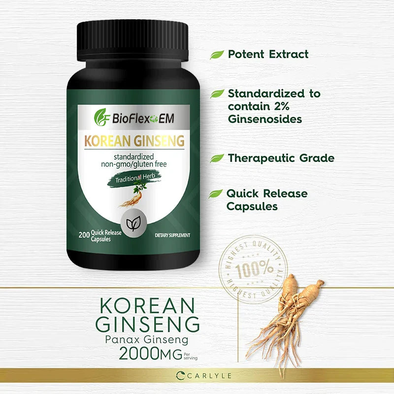 Korean Red Panax Ginseng 2000mg Capsules – Men’s Enhancement