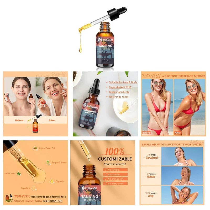 Gouttes autobronzantes pour le visage à la pastèque et au DHA 60 ml