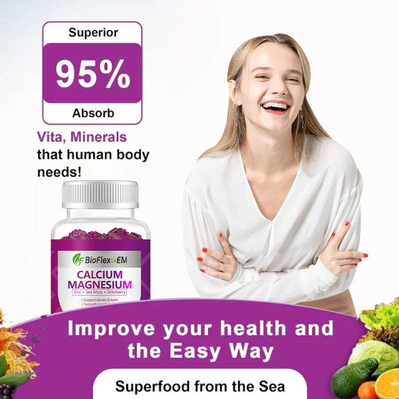 批发 OEM 自有品牌 甘氨酸镁软糖 无糖 维生素 D3 镁 钾 钙 锌 软糖补充剂