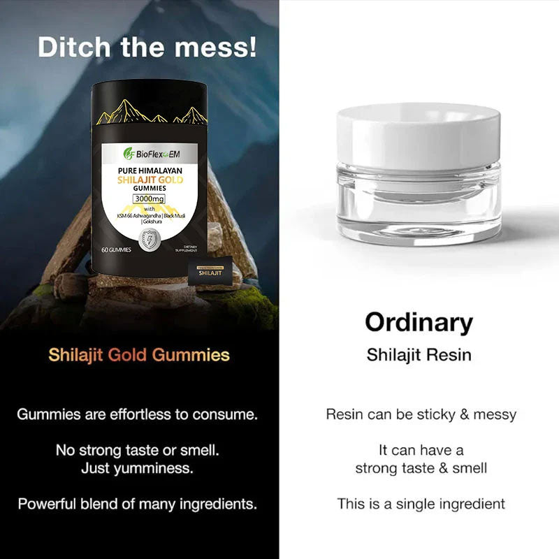 OEM Private Label Organic Pure Himalayan Shilajit Resin Supplement Gummies Gold