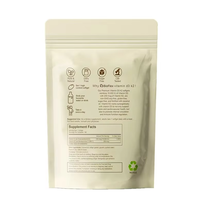 OEM Private Label D3 10000 IU + K2 MK-7 200mcg Softgels