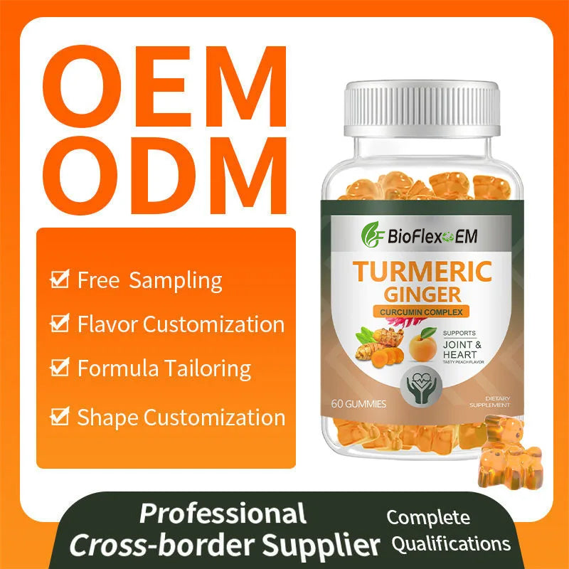 OEM Organic Vegan Turmeric Curcumin & Ginger Gummies with Black Pepper